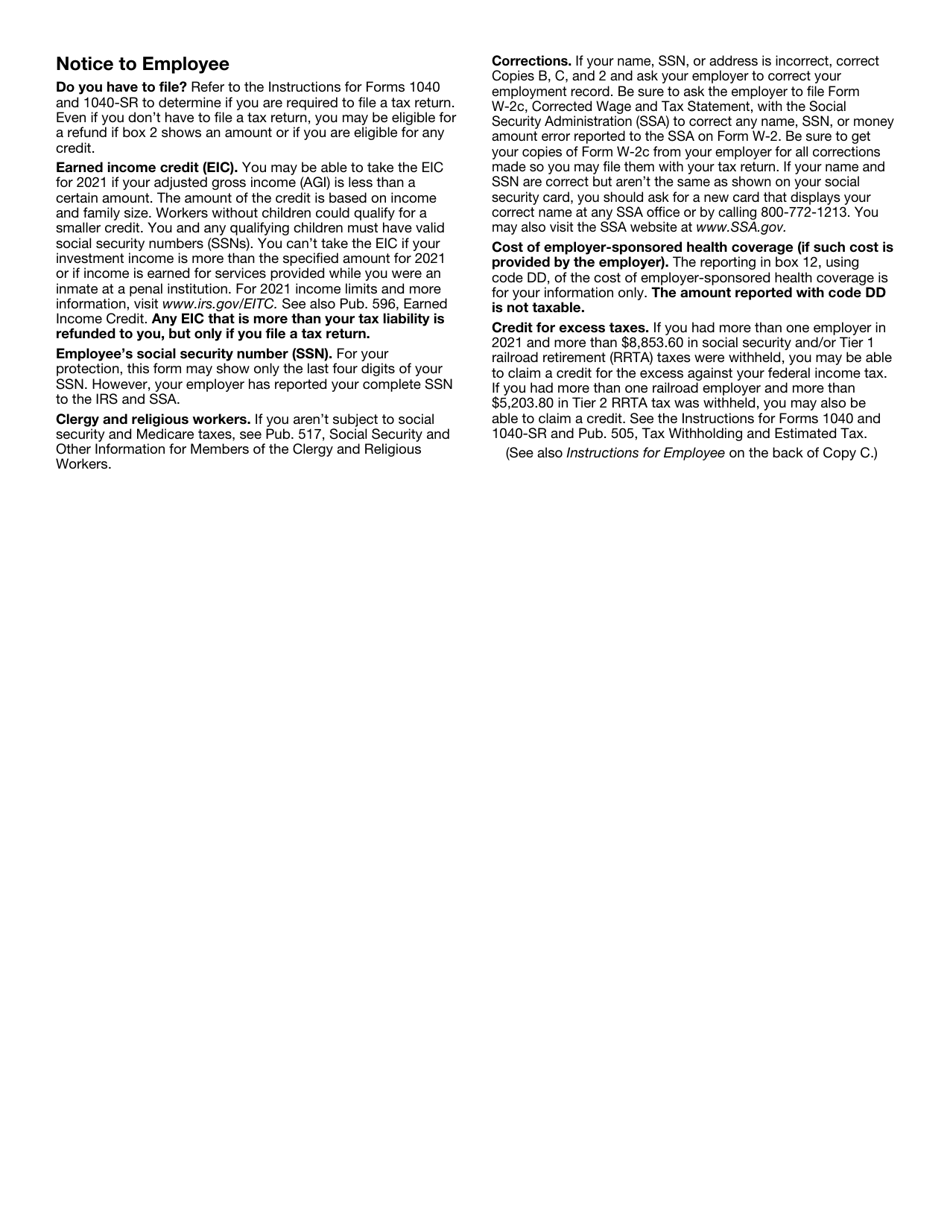 IRS Form W-2 Wage and Tax Statement, Page 5