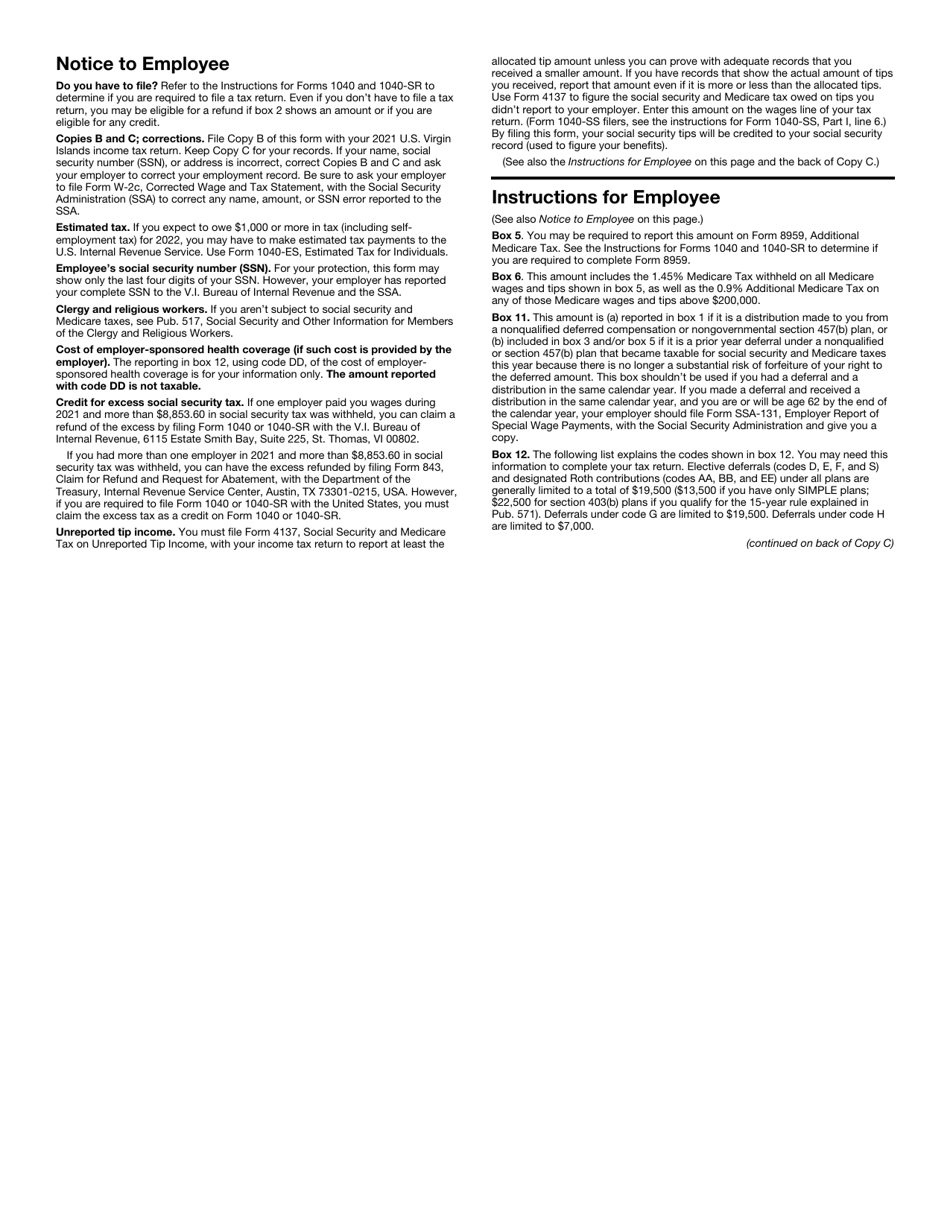 IRS Form W-2VI U.S. Virgin Islands Wage and Tax Statement, Page 5