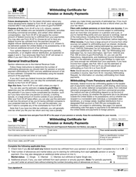 IRS Form W-4P Withholding Certificate for Pension or Annuity Payments