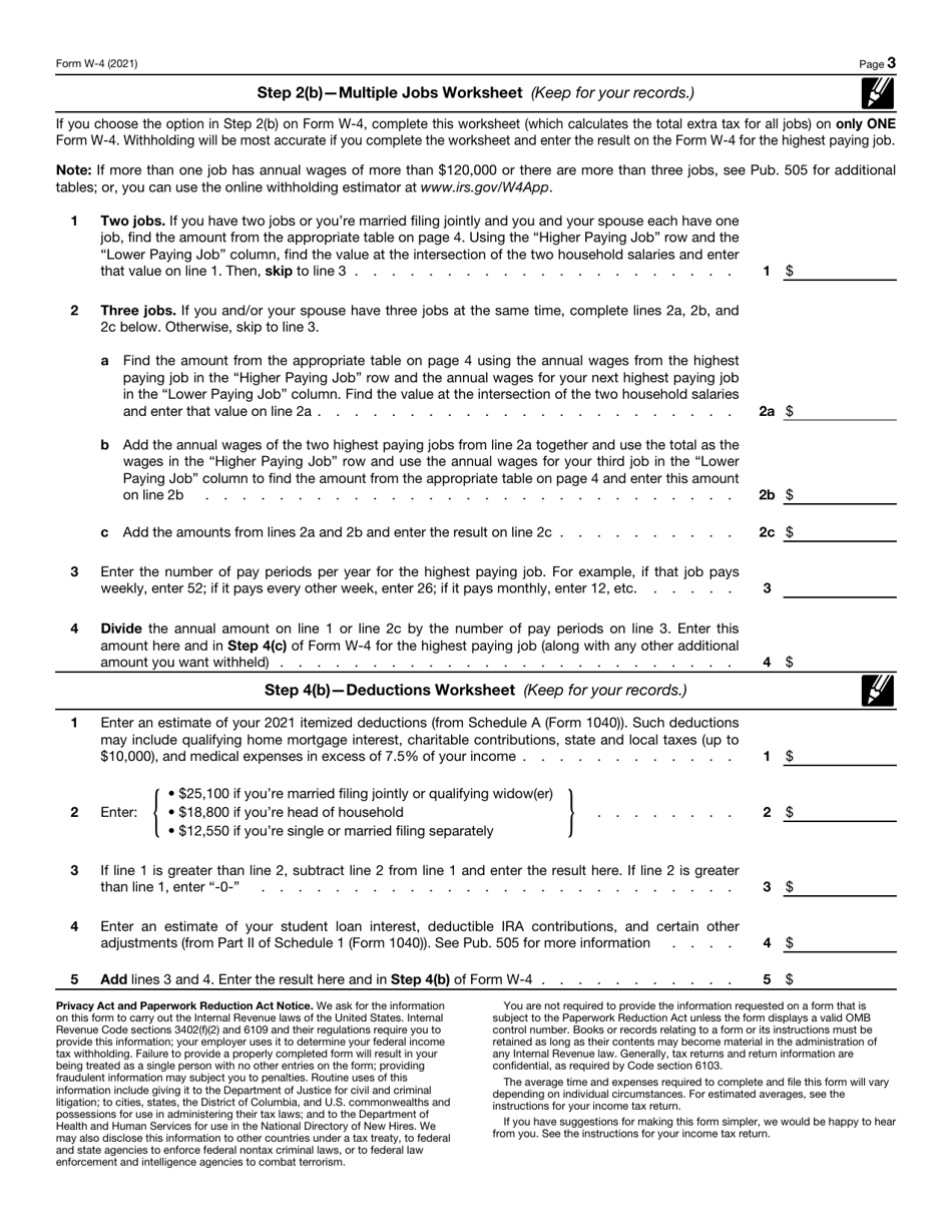 IRS Form W-4 Employees Withholding Certificate, Page 3