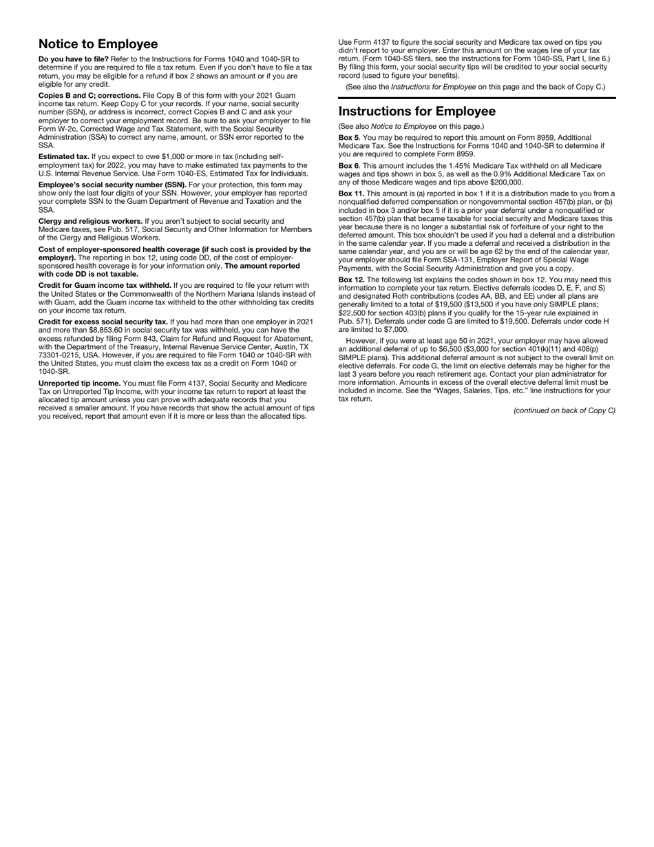 IRS Form W-2GU Guam Wage and Tax Statement, Page 5