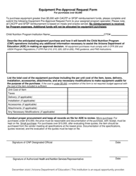 Equipment Pre-approval Request Form for Purchases Over $5,000 - Arizona, Page 2