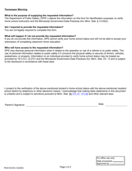 Form PS33135 Home School Driver&#039;s Education Affidavit - Minnesota, Page 2