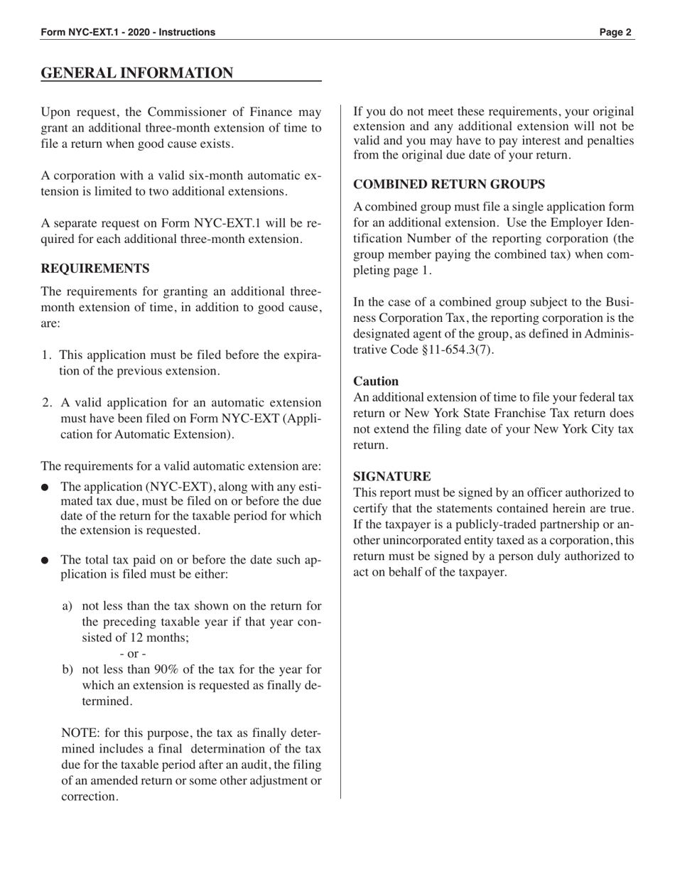 Form NYC-EXT.1 Application for Additional Extension - New York City, Page 2