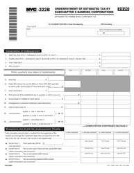 Form NYC-222B Underpayment of Estimated Tax by Subchapter S Banking Corporations - New York City
