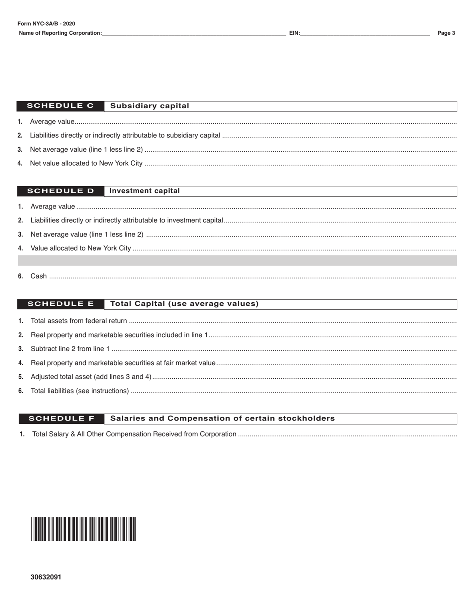 Form NYC-3A / B Attachment to Nyc-3a (Subsidiary Detail Spreadsheet) - New York City, Page 3