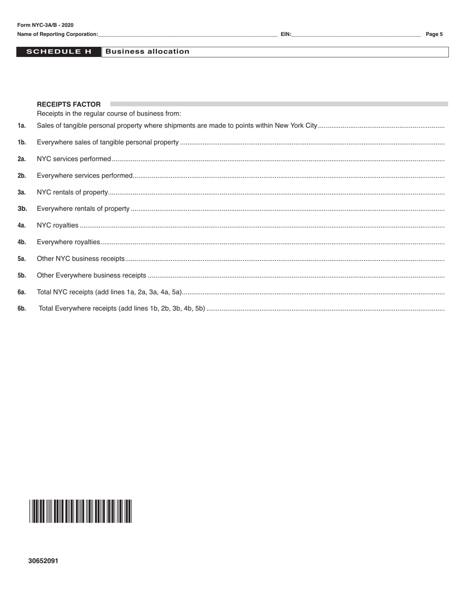 Form NYC-3A / B Attachment to Nyc-3a (Subsidiary Detail Spreadsheet) - New York City, Page 5