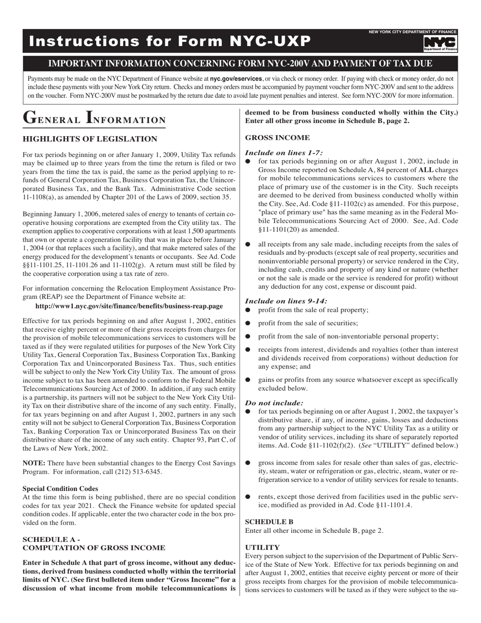 Form NYC-UXP Return of Excise Tax by Utilities - New York City, Page 3