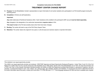 Form FAA-0620A Treatment Center Change Report - Arizona, Page 3