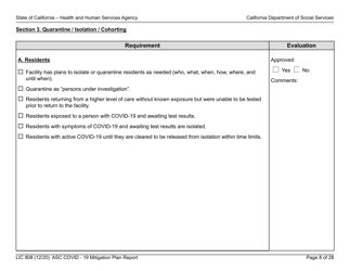 Form LIC808 Plan for Epidemic Outbreak Specific to Covid - 19 Mitigation Plan Report - California, Page 8