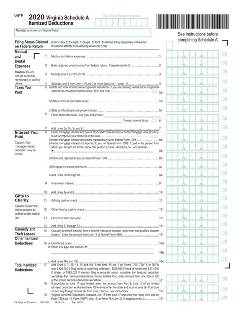 2020 Virginia Virginia Itemized Deductions - Fill Out, Sign Online and