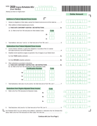 Document preview: Form 760-ADJ Schedule ADJ Virginia Schedule of Adjustments - Virginia
