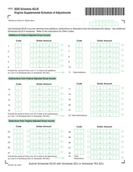 Document preview: Schedule ADJS Virginia Supplemental Schedule of Adjustments - Virginia