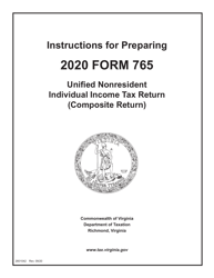 Document preview: Instructions for Form 765 Unified Nonresident Individual Income Tax Return (Composite Return) - Virginia