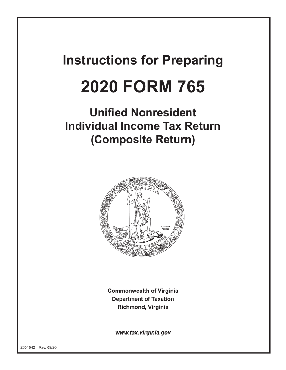 Instructions for Form 765 Unified Nonresident Individual Income Tax Return (Composite Return) - Virginia, Page 1