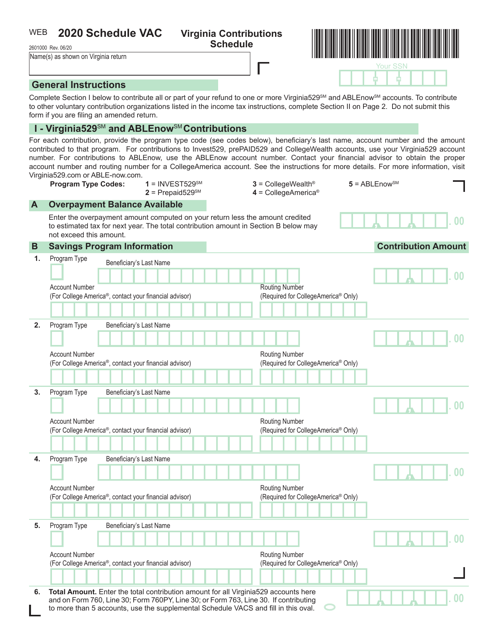 Schedule VAC 2020 Printable Pdf