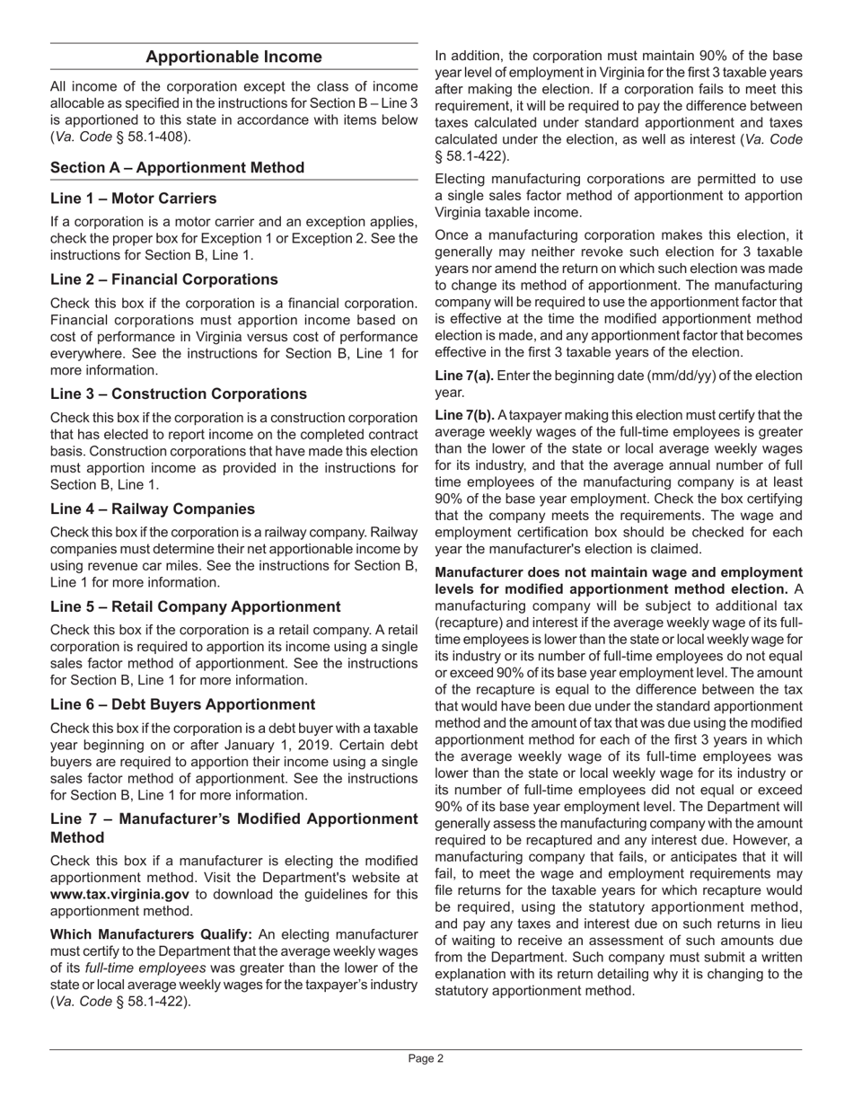 Instructions for Schedule 500A Corporation Allocation and Apportionment of Income - Washington, Page 2