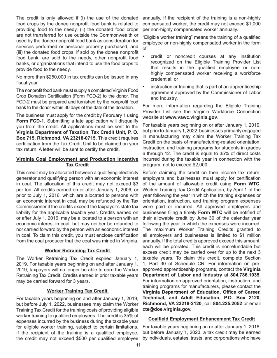Instructions for Schedule CR Credit Computation Schedule - Virginia, Page 11