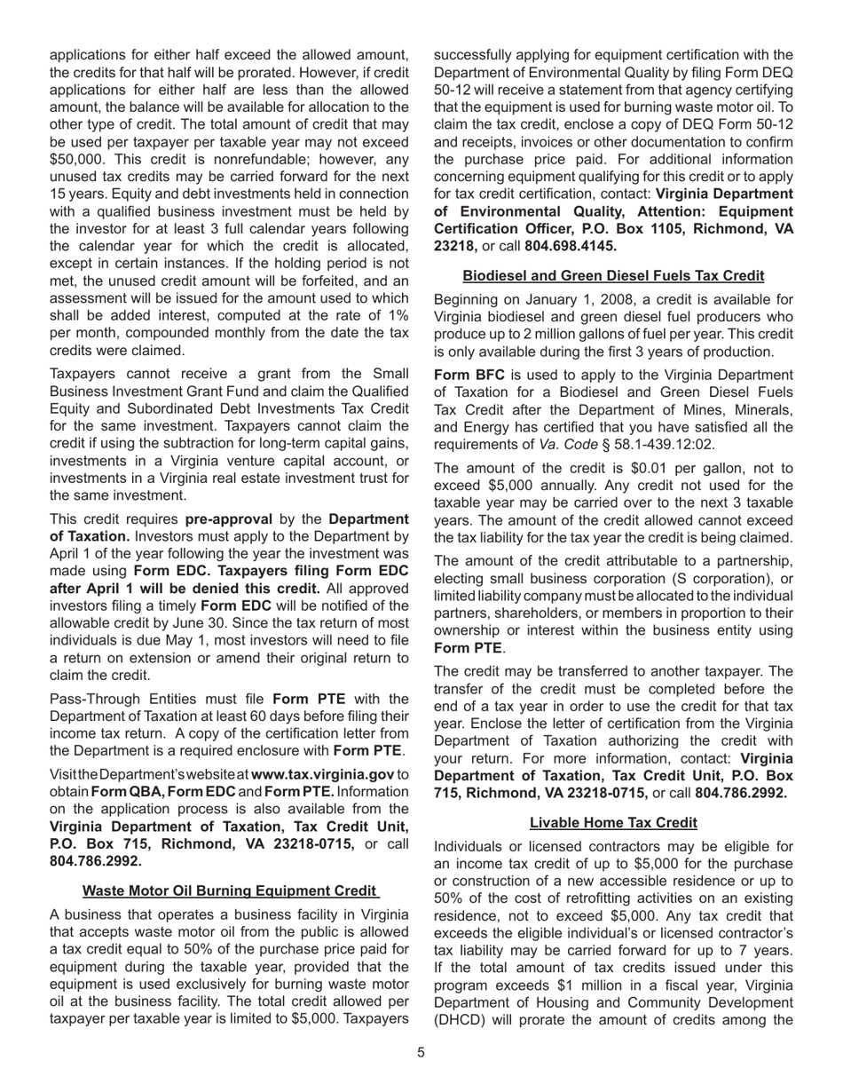 Instructions for Schedule CR Credit Computation Schedule - Virginia, Page 5