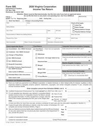 Document preview: Form 500 Virginia Corporation Income Tax Return - Virginia
