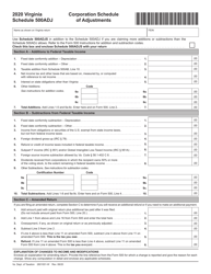 Schedule 500ADJ Corporation Schedule of Adjustments - Virginia