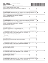 Schedule 500CR Credit Computation Schedule for Corporations - Virginia, Page 4