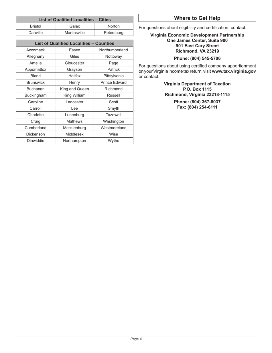 Instructions for Schedule 500AP Modified Apportionment Schedule for Vedp-Certified Companies - Virginia, Page 4