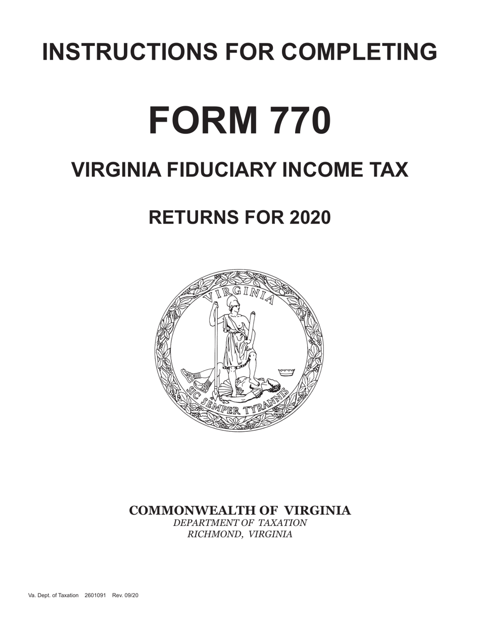 Instructions for Form 770 Virginia Fiduciary Income Tax Return - Virginia, Page 1