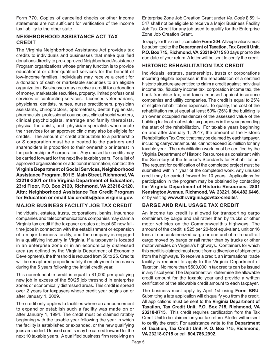 Instructions for Form 770 Virginia Fiduciary Income Tax Return - Virginia, Page 7