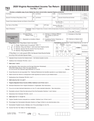 Form 763 Virginia Nonresident Income Tax Return - Virginia