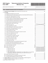 Document preview: Form 500T Telecommunications Companies Minimum Tax - Virginia