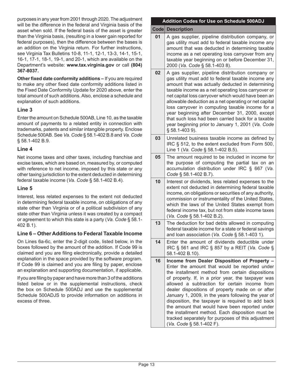 Instructions for Form 500 Virginia Corporation Income Tax Return - Virginia, Page 17