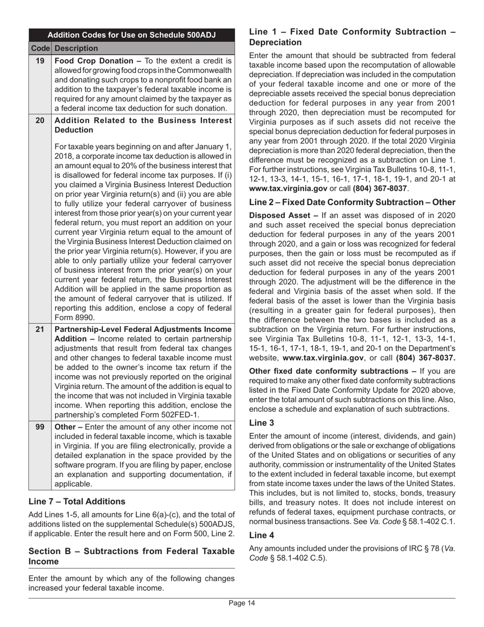 Instructions for Form 500 Virginia Corporation Income Tax Return - Virginia, Page 18