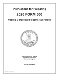 Instructions for Form 500 Virginia Corporation Income Tax Return - Virginia