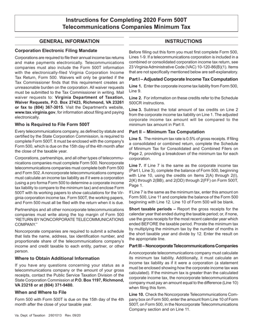 Form 500T 2020 Printable Pdf