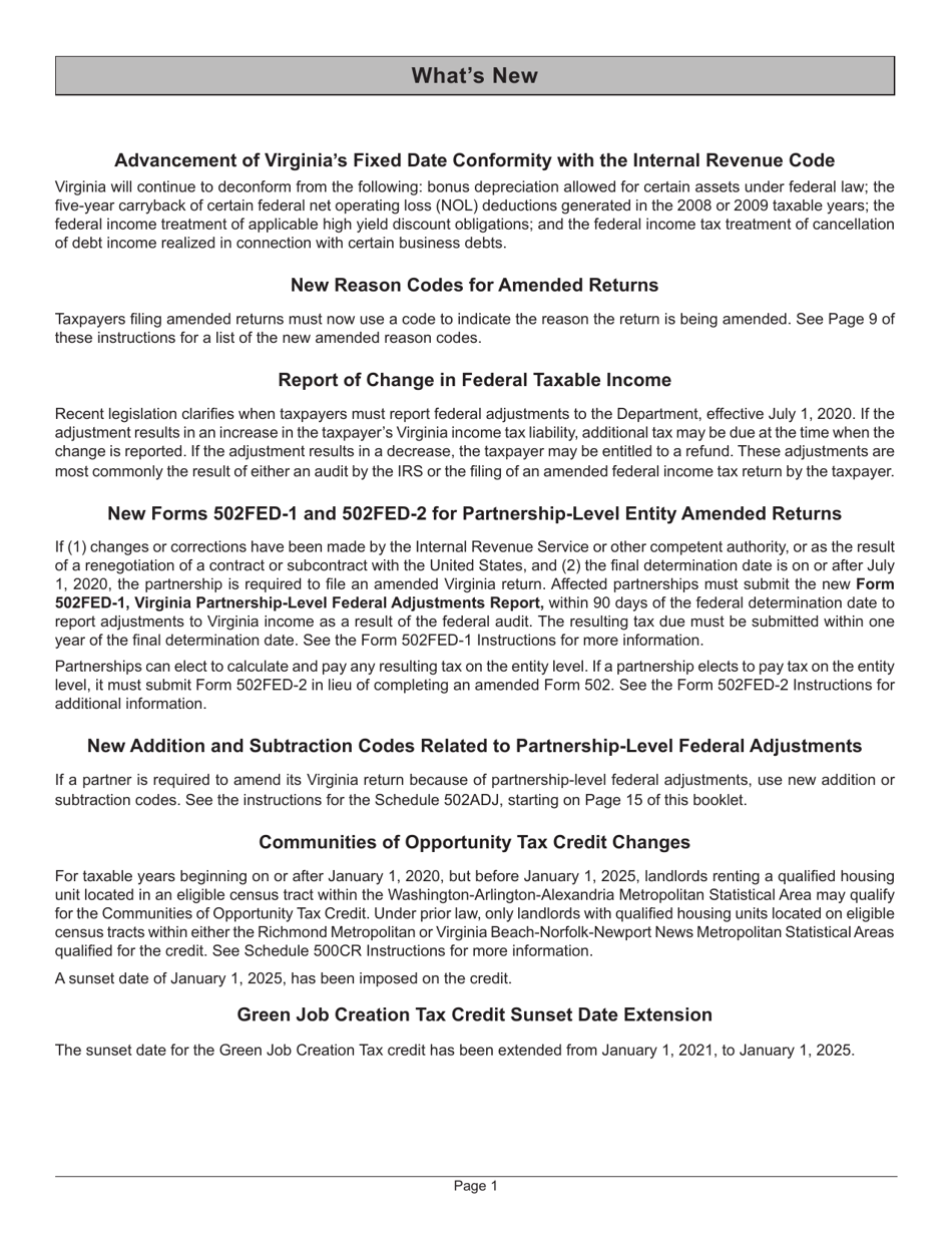 Instructions for Form 502 Virginia Pass-Through Entity Return of Income and Return of Nonresident Withholding Tax - Virginia, Page 5