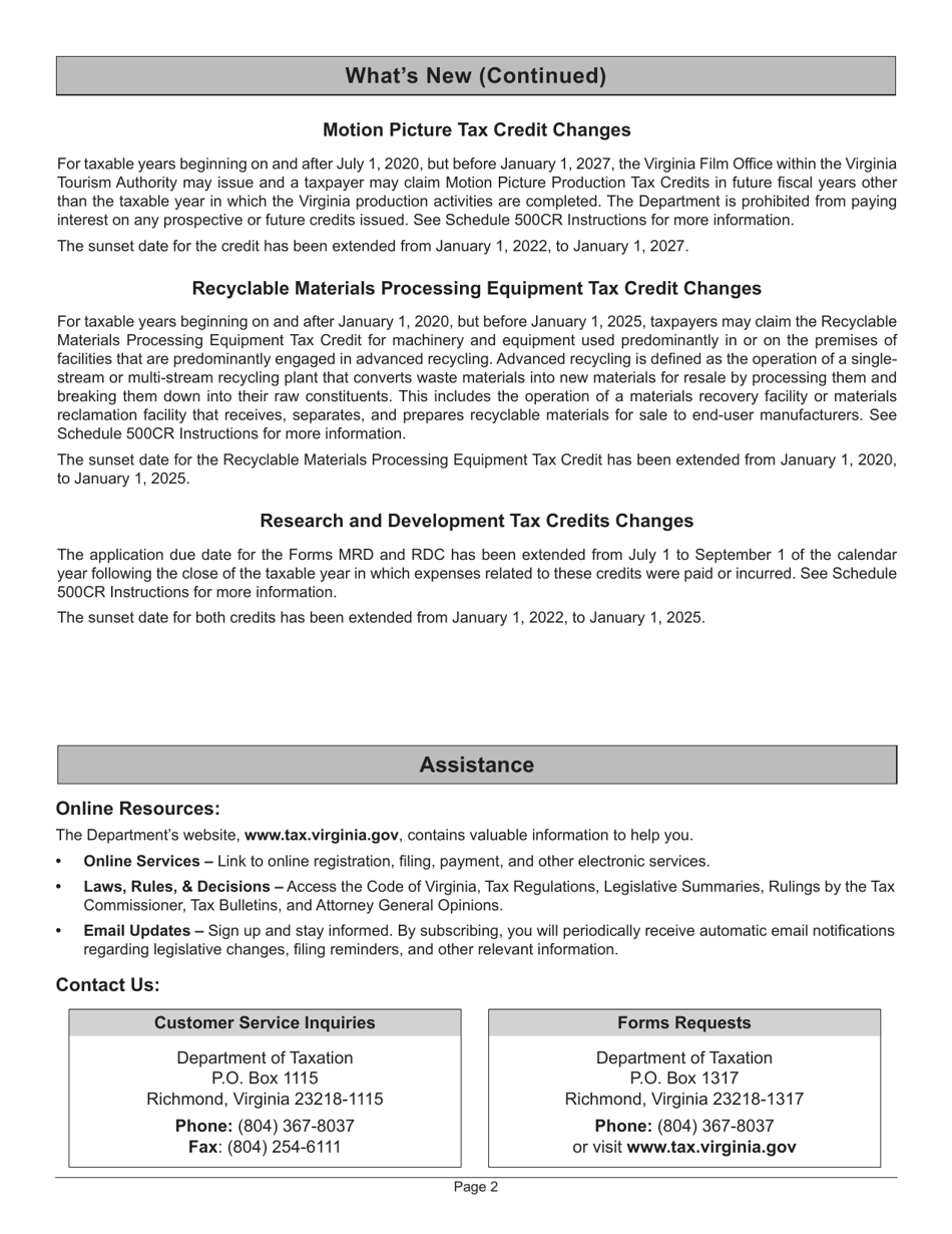 Instructions for Form 502 Virginia Pass-Through Entity Return of Income and Return of Nonresident Withholding Tax - Virginia, Page 6