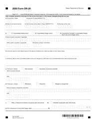 Form OR-20 (150-102-020) Oregon Corporation Excise Tax Return - Oregon, Page 2