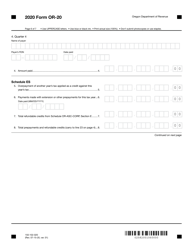 Form OR-20 (150-102-020) Oregon Corporation Excise Tax Return - Oregon, Page 6