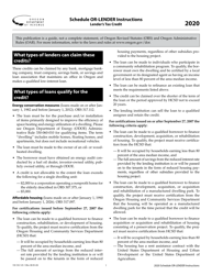 Instructions for Form 150-102-125 Schedule OR-LENDER Lender&#039;s Tax Credit - Oregon