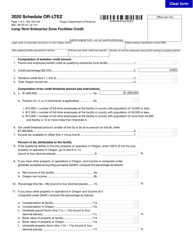 Document preview: Form 150-102-043 Schedule OR-LTEZ Long-Term Enterprise Zone Facilities Credit - Oregon