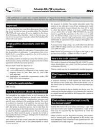 Instructions for Form 150-102-043 Schedule OR-LTEZ Long-Term Enterprise Zone Facilities Credit - Oregon