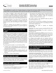 Instructions for Form 150-102-046 Schedule OR-REZT Reservation Enterprise Zone Tax Credit - Oregon