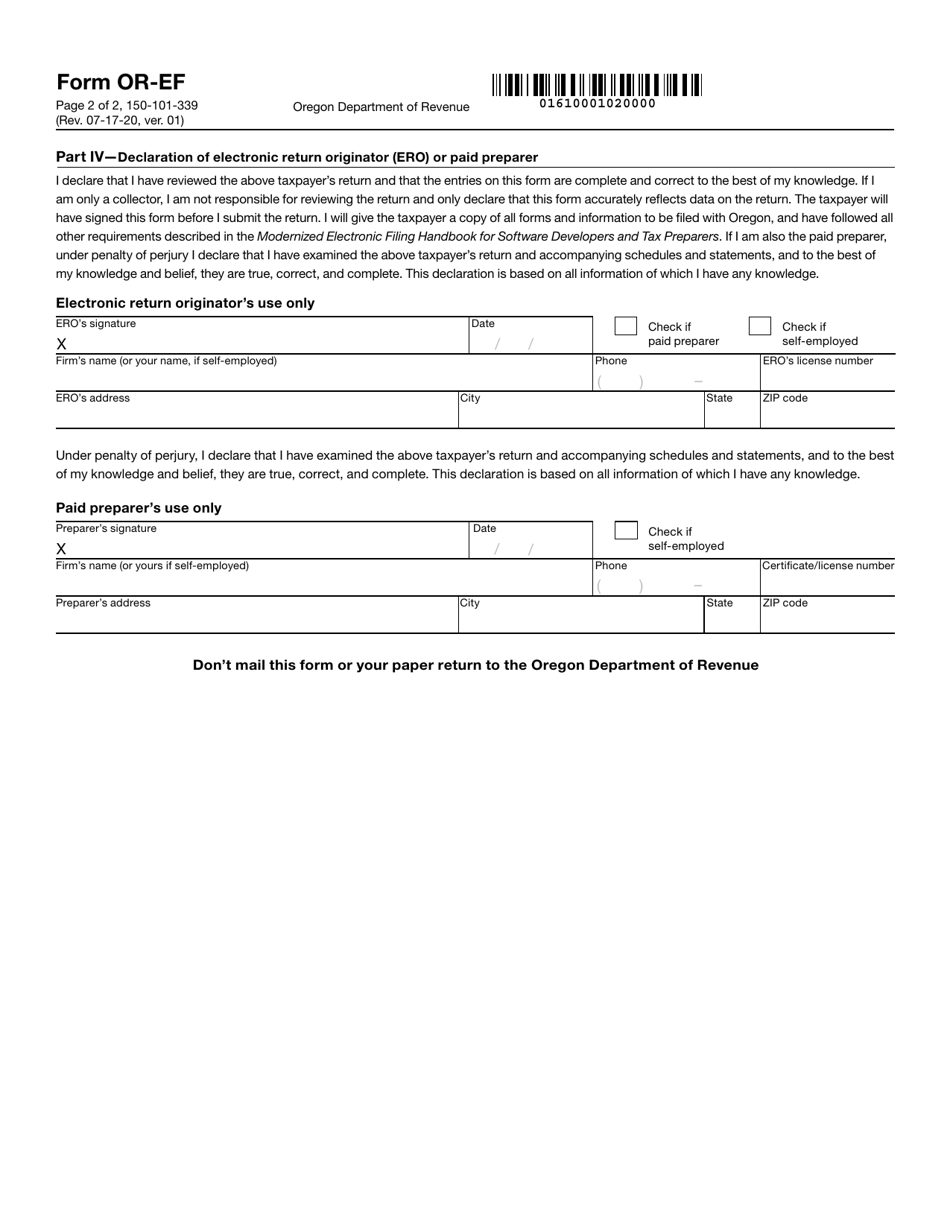 Form OR-EF (150-101-339) - Fill Out, Sign Online and Download Fillable ...