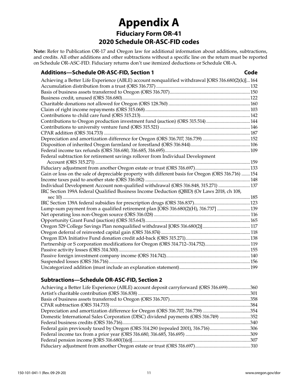 Instructions for Form OR-41, 150-101-041 Oregon Fiduciary Income Tax Return - Oregon, Page 11
