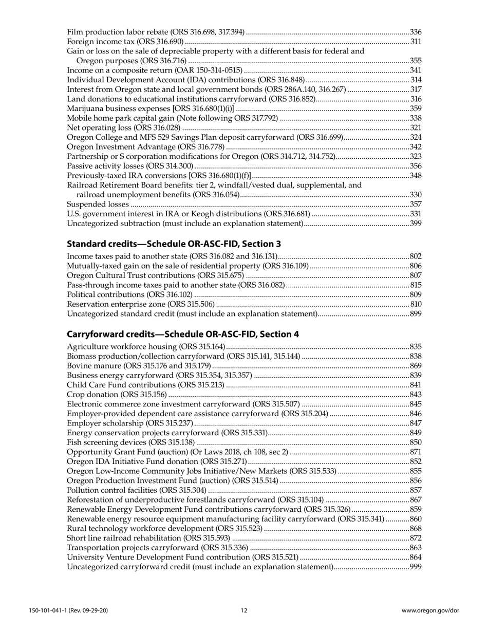 Instructions for Form OR-41, 150-101-041 Oregon Fiduciary Income Tax Return - Oregon, Page 12