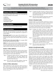 Instructions for Form 150-101-067 Schedule OR-ASC-FID Oregon Adjustments for Form or-41 Filers - Oregon