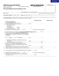 Document preview: Form 150-101-051 Schedule OR-SCH-P Part-Year Resident Trust Computation of Tax - Oregon