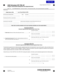 Document preview: Form 150-500-051 Schedule OR-TSE-AP Oregon Transit Self-employment Tax Apportionment - Oregon