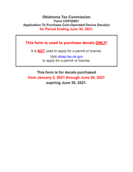 Document preview: Form COP20001 Coin-Operated Device Decal Order Form - Oklahoma